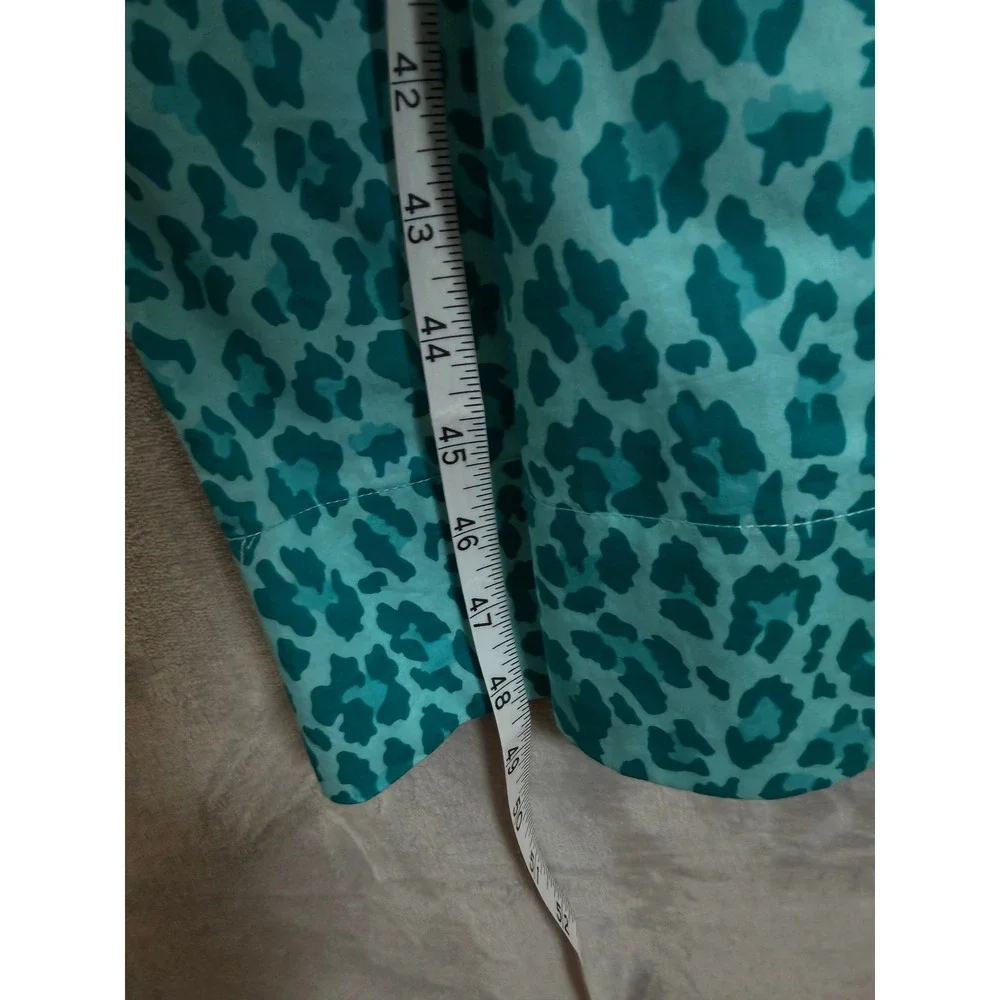 Tyler Boe Midi Dress Womens Small Blue Leopard Print Cotton Off The Shoulder - Picture 10 of 14